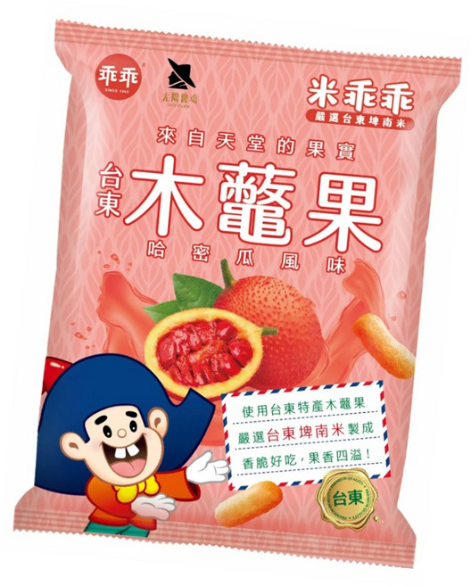 台東縣農會 太陽農場 夏雪芒果/木鱉果哈密瓜風味米乖乖 52g, 1個, 木鱉果哈密瓜風味米乖乖