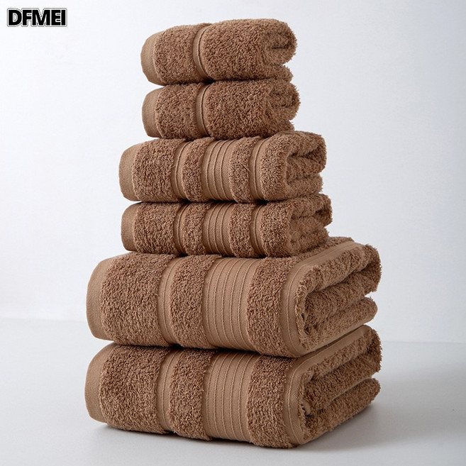 DFMEI 跨境貨源全棉毛巾浴巾方巾家用吸水柔軟, 1個, 咖色:浴巾【140*70cm】530g