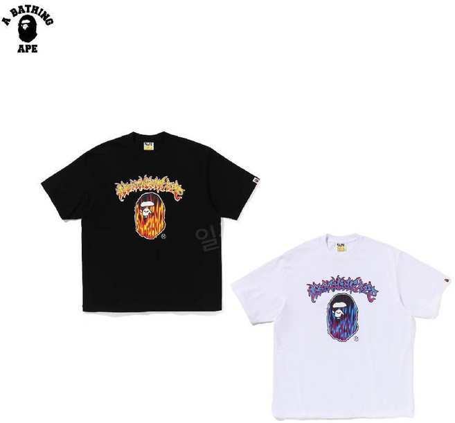 BAPE 베이프 정품 / 매드 프레임 에이프 헤드 릴렉스 핏 반팔티 MAD FLAME APE HEAD RELAXED FIT TEE