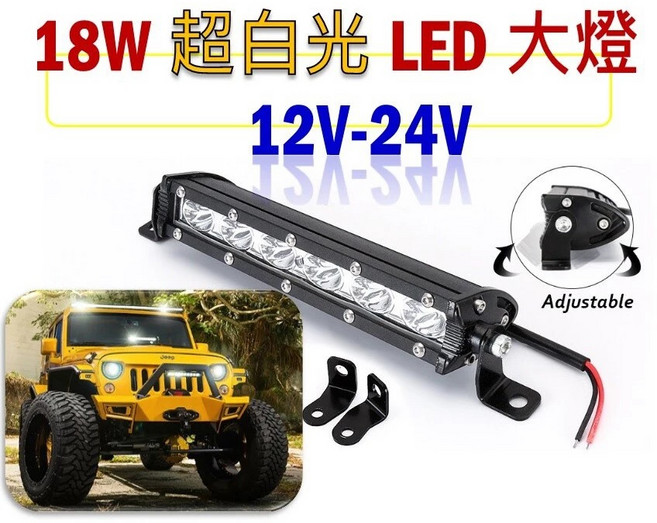 LED燈12V-24v 工作燈 改裝燈 照輪燈 12v工作燈 邊燈 大貨車燈 汽車照地燈 側燈, 1個, 18W 日行燈 白光