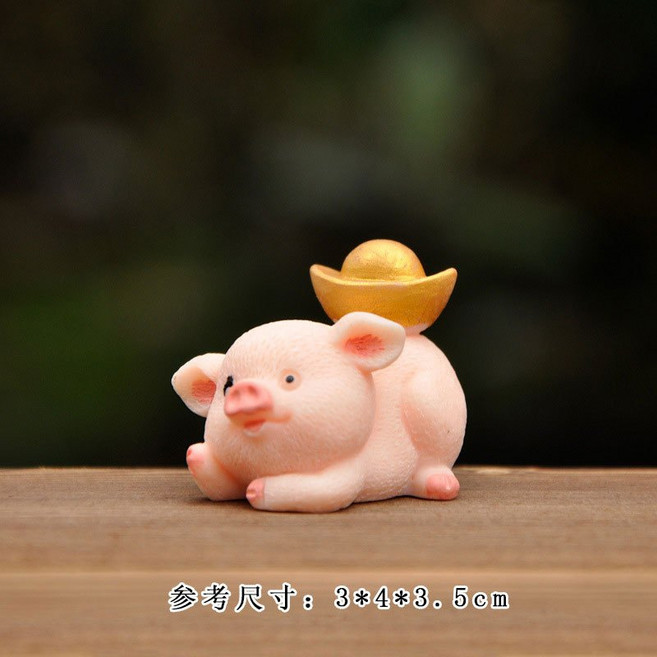 微景觀發財豬小豬多肉盆栽造景婚禮裝飾辦公室小書櫃擺飾場景佈置汽車擺件蛋糕裝飾金幣豬, 【J6】背元寶