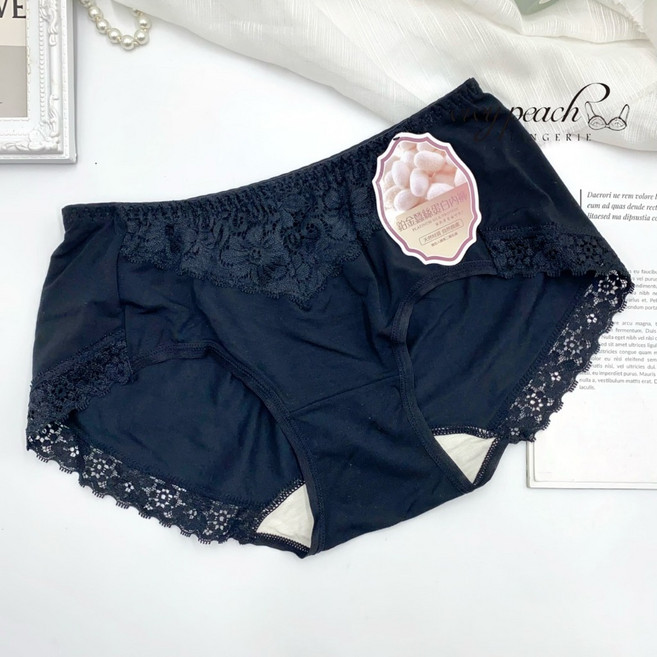 Vivy peach 莫代爾蠶絲蛋白抑菌三角內褲, 黑,XL