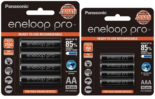 Panasonic eneloop pro 黑鑽款 日本製 高容量 低自放電充電電池, 1個, AAA(小顆)吊卡4顆裝未送電池收納盒, 4個裝