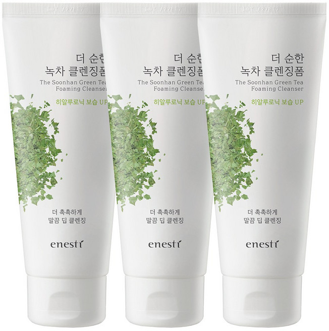 에네스티 더 순한 녹차 클렌징폼, 140ml, 3개