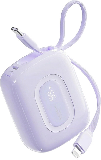 【隔日到貨】迷你雙線快充 行動電源 20000mAh 大容量行動電源 自帶線 口袋行動電源 PD快充 移動電源 口袋電源, 魔幻紫, 606