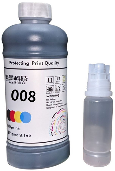 優墨 商業用500ml 相容防水型 贈空瓶 L系列印表機 L15160 L6490 M2170, 黑 BK(需統編請備註),001/003/005/008瓶, 008