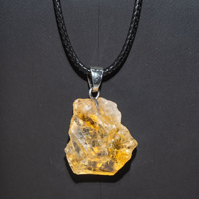 紫水晶原石不規則吊墜項鏈, 1個, 原石項鏈-黃水晶