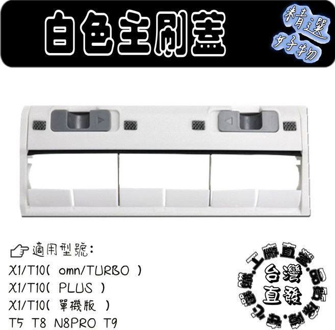 ECOVACS 科沃斯 T10 X1 X1S PLUS T20 T30 PRO omni combo T8 MAX 主刷蓋, 1個, 白主刷蓋
