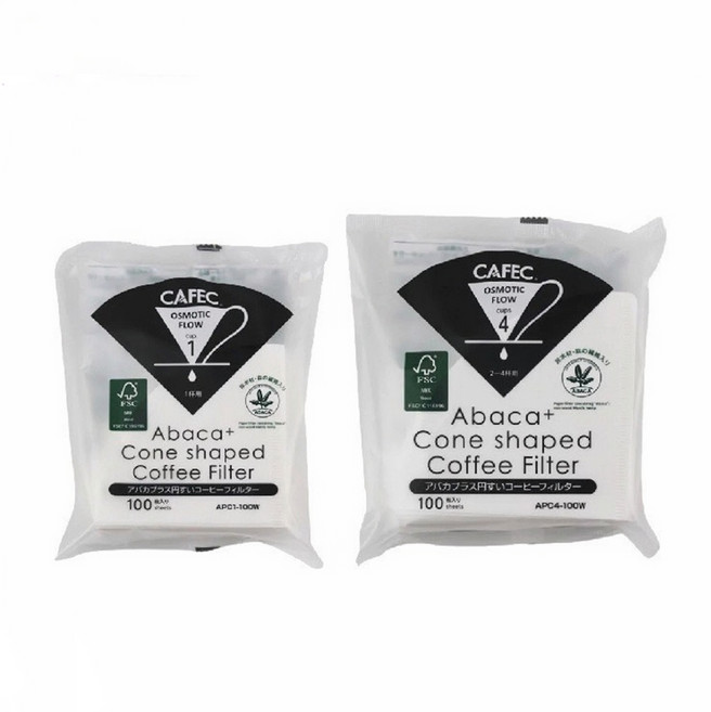 日本 CAFEC三洋 Abaca plus 麻纖維錐形濾紙 酵素漂白 V60 高品質 環保, 1個, 2-4人 100入, 100個