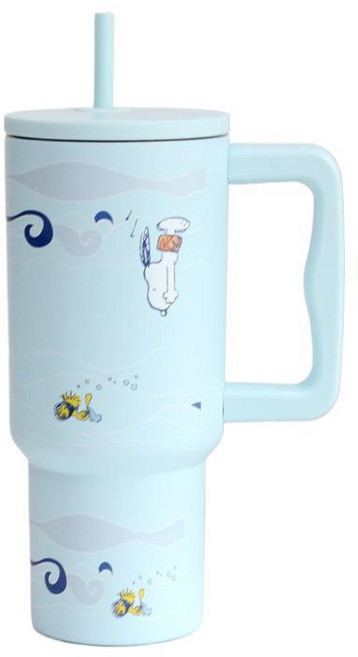 史努比 手柄保温吸管杯, 1個, 浅蓝色,40OZ(1200ML), 浅蓝色, 1200ml
