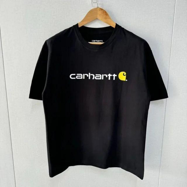 Carhartt 純棉印花 T 恤 男女皆宜 夏季寬鬆 圓領柔軟 重磅, 01黑,S