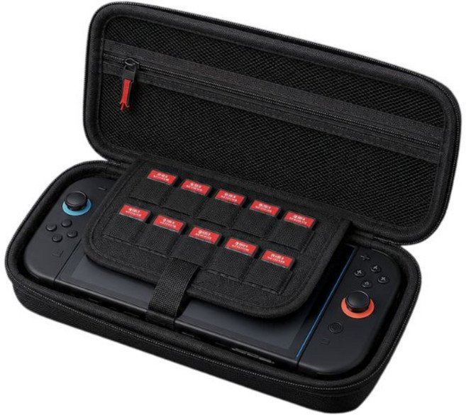 遊戲機大容量防撞收納包 卡帶收納包 適用 Switch 2, 黑, 1個, 二代
