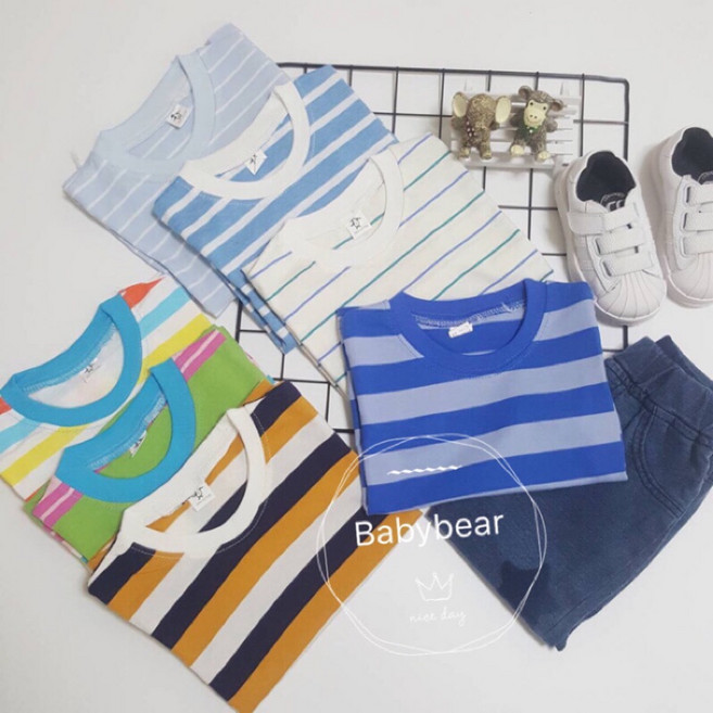 BabyBear 童裝 兒童長袖圓領條紋上衣