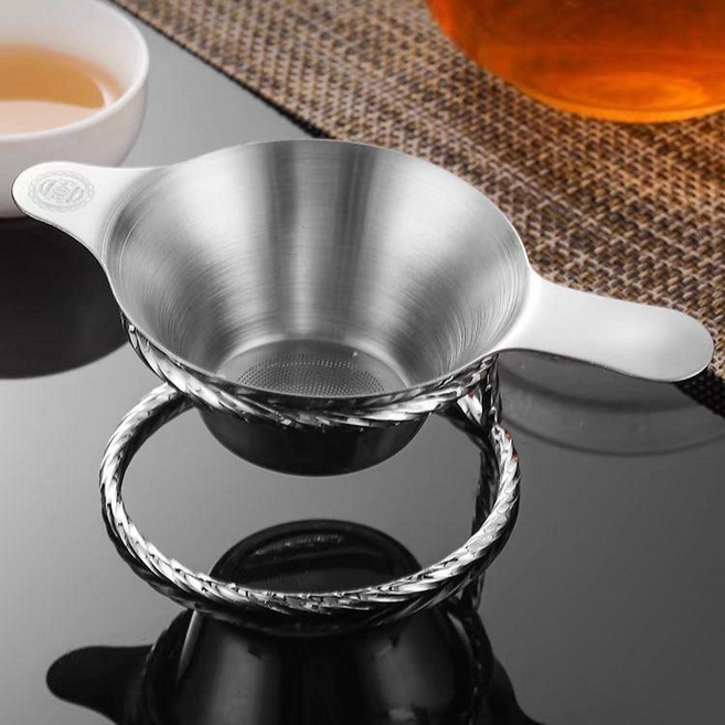 304不鏽鋼茶濾茶漏 附茶支架 細密濾孔, 1個, 304不繡鋼網片 大號茶漏+茶支架 套