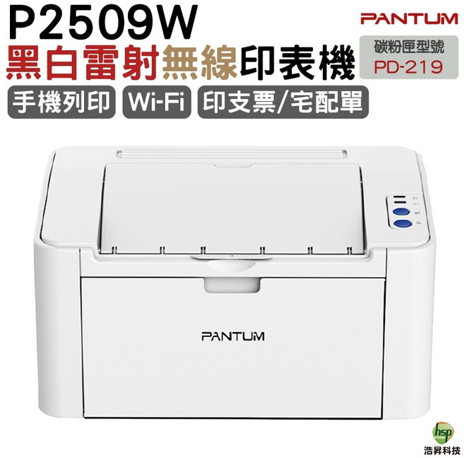 PANTUM P2509W 黑白無線雷射印表機, P2509W, 不加購 保固ㄧ年