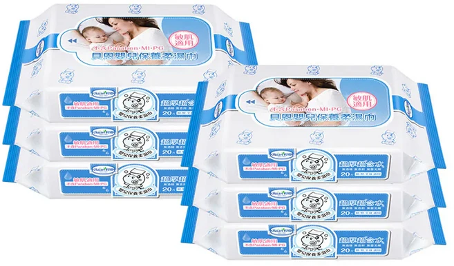Baan 貝恩 嬰兒保養柔濕巾 濕紙巾20抽*24包, 1套, 20張, 150g