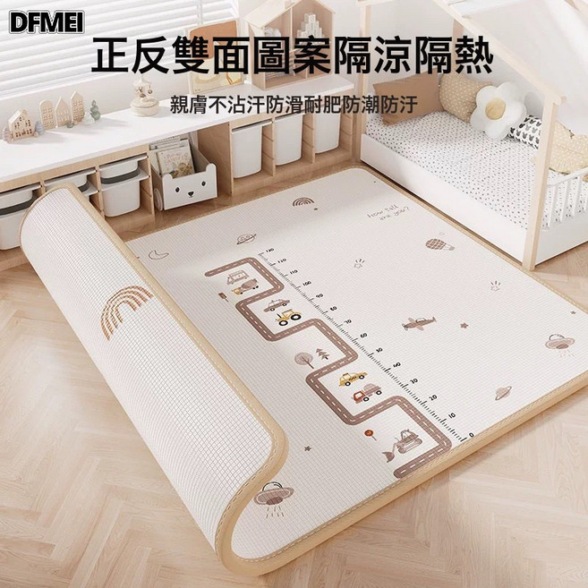 DFMEI 寶寶爬行墊可摺疊雙面加厚客廳防水環保嬰兒童爬爬墊拼接泡沫地墊, 雙面可用1CM