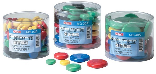 COX 三燕 彩色磁鐵 20mm 30mm 40mm 桶裝, 1個, 彩色, MG-30A /30mm