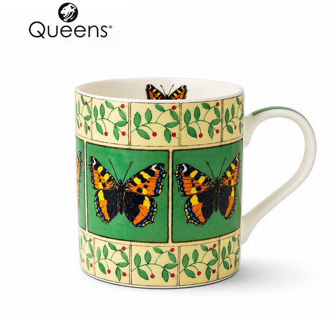 Queens 骨瓷馬克杯 Dee Hardwicke設計款 340ml, 1個, 彩蝶翩翩, 彩蝶翩翩