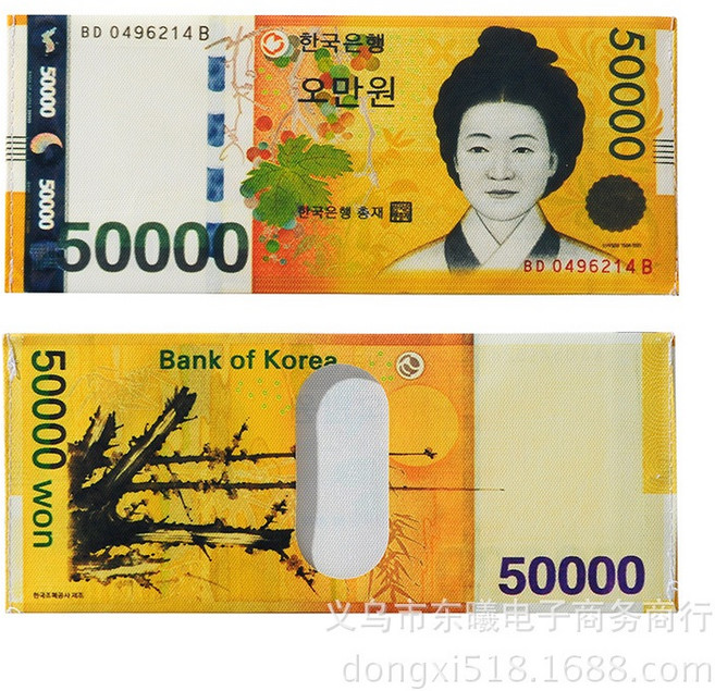 創意鈔票帆布小錢包 多國貨幣圖案 輕薄便攜設計