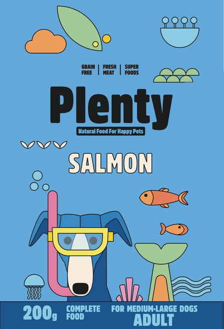 PLENTY陪樂全齡犬大顆粒水解鮭魚 200g, 1個