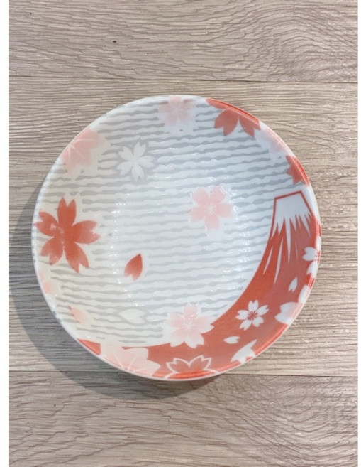 日本製 富士山櫻花 緣起 富士山系列 赤/青, 4吋 淺鉢:13.5*4cm(赤), 1個