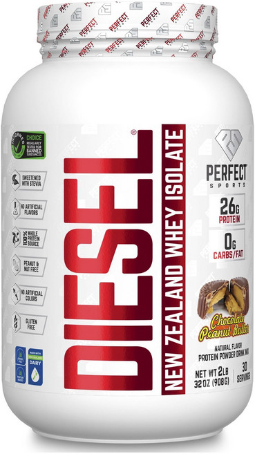 Perfect Sports Diesel 紐西蘭分離乳清蛋白 巧克力花生醬, 1個, 908g