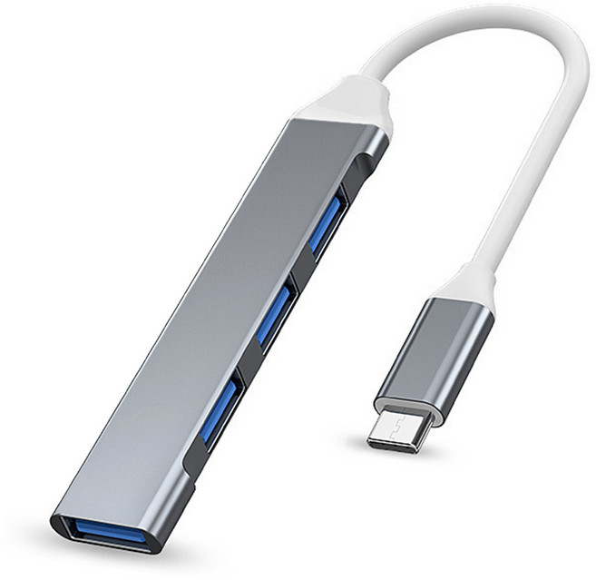 四合一USB Hub 集線器 Type-C / USB 接頭 OTG功能 轉接器 擴展器 擴充器 擴展塢, Type-C (太空灰), 1個