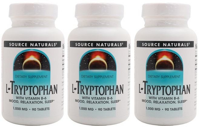 SOURCE NATURALS L-色胺酸&維他命B6錠 1000mg, 90顆, 3罐