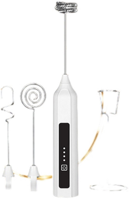 手持式電動奶泡器 無線咖啡打泡器, V1 4合1 - 電動打蛋器 白色