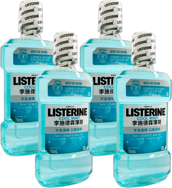 LISTERINE 李施德霖 無酒精漱口水 酷涼薄荷 Zero, 4個, 750ml