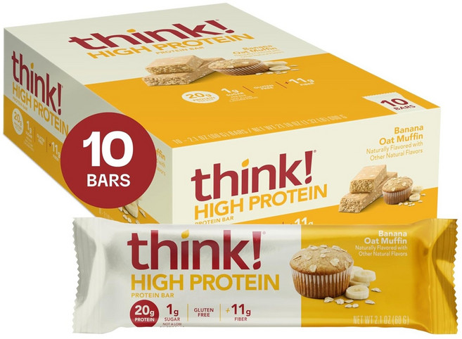 美國 think 高蛋白棒 香蕉燕麥瑪芬 10入, 1個, 600g