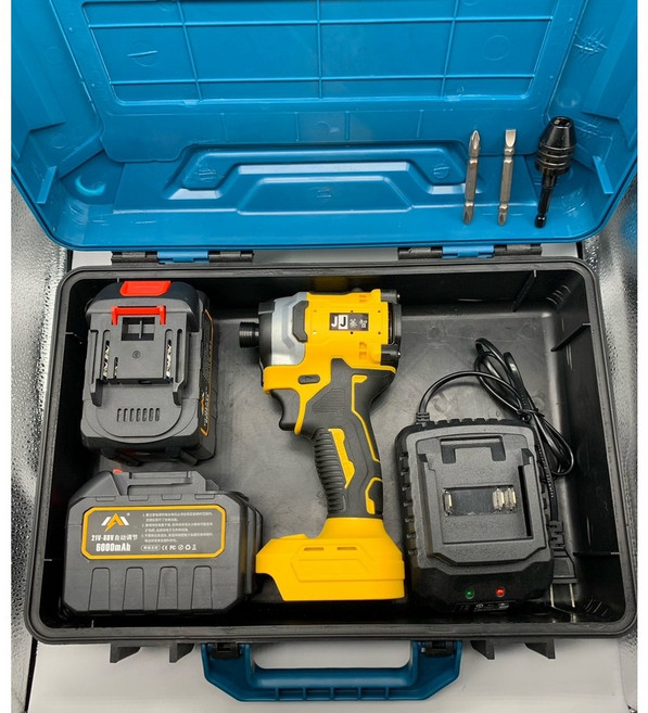 鋰電無刷衝擊起子機 21V 輕便型, 1個, JJ輕便起子 C款黃黑 6AH雙電_塑盒