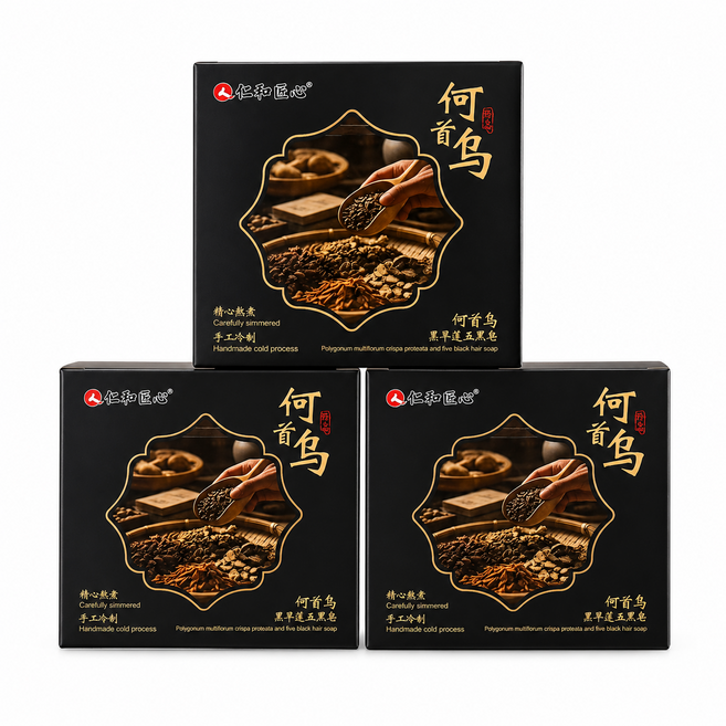 仁和匠心 何首烏 黑髮皂 精燉熬煮 手工皂制, 110g, 1件