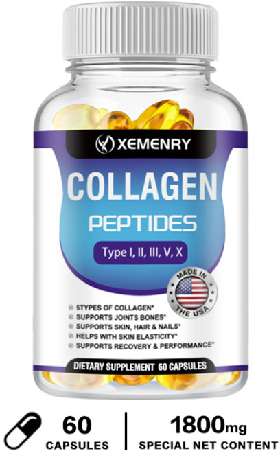 XEMENRY 膠原蛋白胜肽 有助於關節骨骼 皮膚 頭髮 指甲健康, 60組