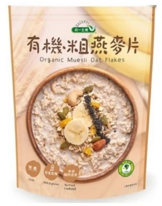 統一生機 有機粗燕麥片, 400g, 2個