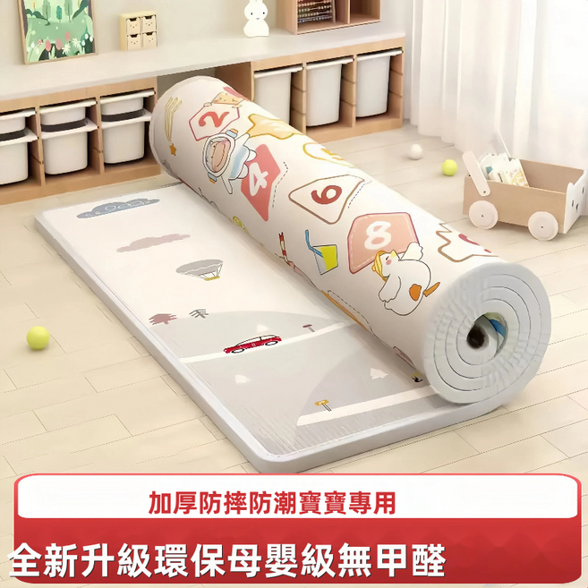 GUEFOON 嬰幼兒加厚爬行墊客廳防摔遊戲地墊居家適用, 寶媽必搶雙面防摳2釐米