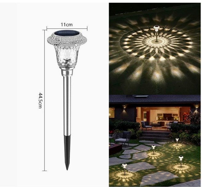 太陽能 足球紋 玻璃草坪燈 LED 庭院 露營 花園 地插 草皮燈 投影燈 光影 A919, 1個, 足球紋玻璃, N/A