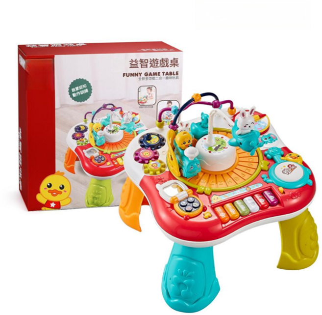 黃鴨寶寶多功能遊戲桌 兒童益智玩具, YN901基礎款紅色