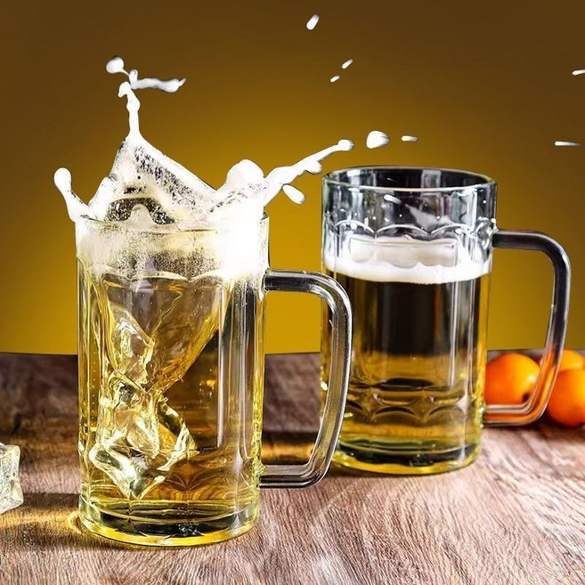 紮啤杯 啤酒杯 大容量 透明 玻璃杯 加厚 防爆, 1個, 1衹 加厚+大容量
