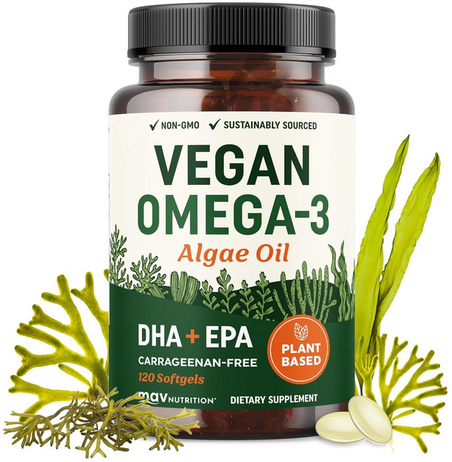 Mavnutrition 純素 Omega-3 油藻油 DHA + EPA 軟膠囊, 1個, 120錠