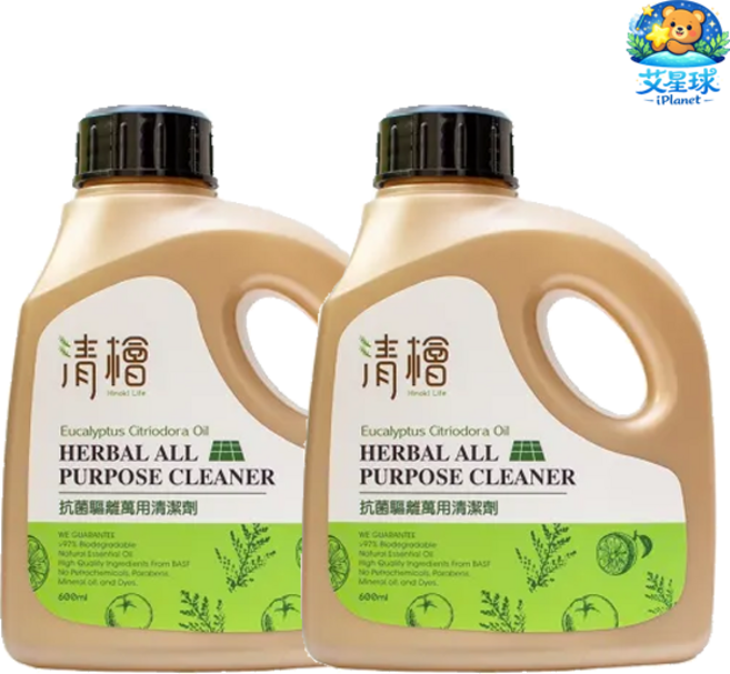 Hinoki Life 清檜抗菌驅離萬用清潔劑 600ml 2瓶批發 檜木精油地板清潔劑 掃拖機器人適用 忌避24小時 遠離嗡嗡 SGS認證, 2