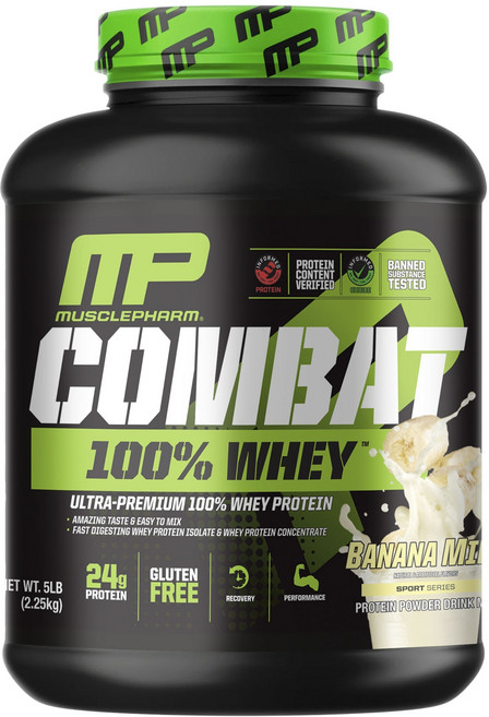 MUSCLEPHARM COMBAT乳清蛋白粉 香蕉牛奶口味, 1個, 2.25kg