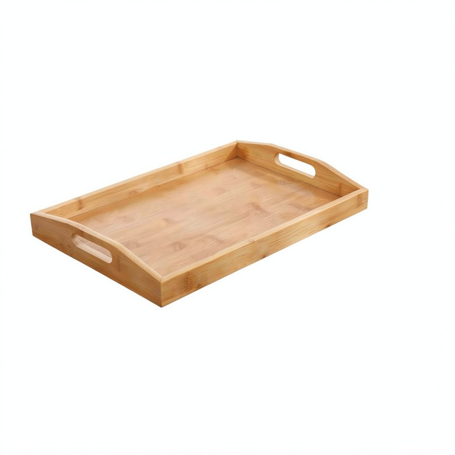 日式竹木託盤, 圓把竹盤 35*22*5cm, 1套