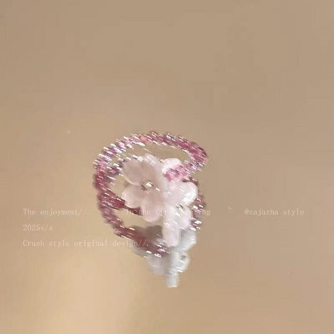 彈力串珠花朵戒指
