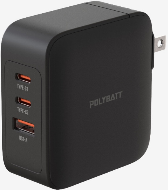 POLYBATT GaN13-100W 氮化鎵旅行充電器, 黑色, 1個