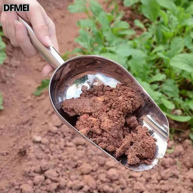 DFMEI 不鏽鋼冰鏟米鏟麪粉鏟奶茶店家用食品糧食飼料平底小鏟勺茶葉鏟子, 1個, 【14寸加厚直柄】圓底大鏟約700克:如圖