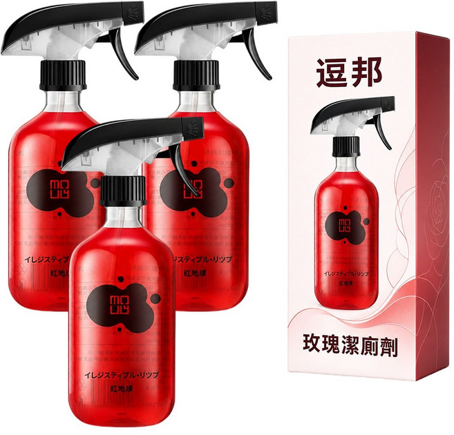 玫瑰香氛泡泡潔廁劑 除垢去黃 持久留香, 玫瑰潔廁劑500ml, 3個, 500ml