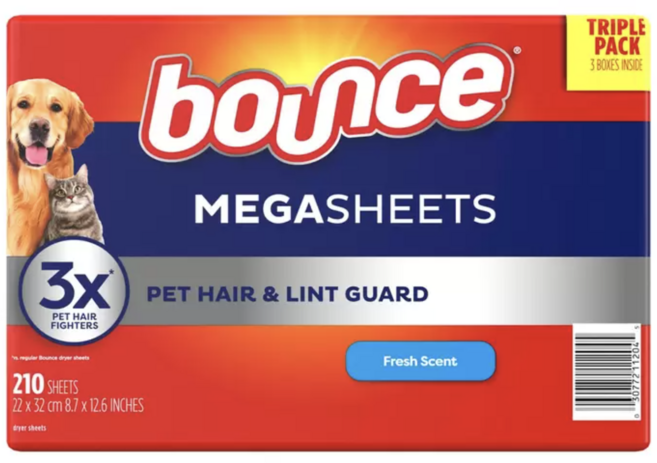 Bounce MEGASHEETS 寵物毛髮防護墊, 1箱, Fresh Scent