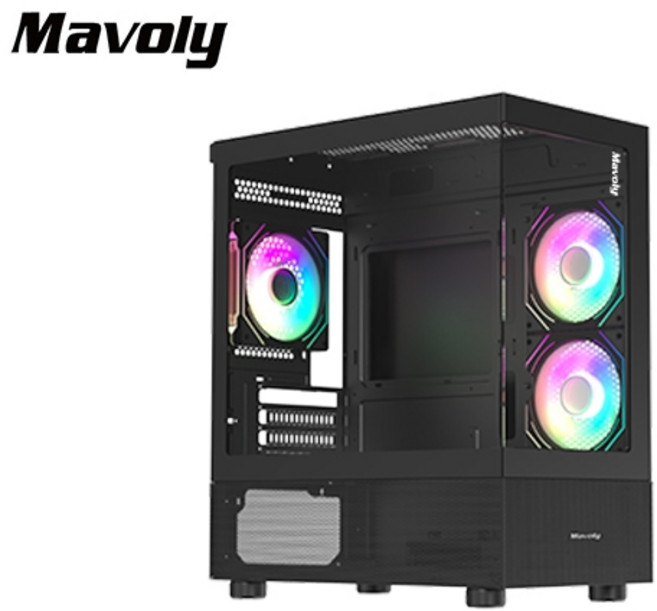 小白的生活工場*松聖 4070 海景房 M-ATX 機殼(內含前2後1特規ARGB風扇), 1個, 黑色